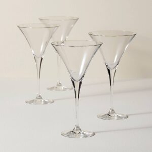 Mouthblown Crystal Martini Glasses, Set of 4