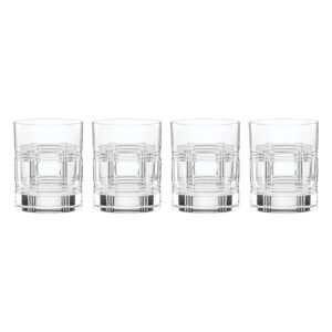Plaid-Cut European Crystal Double Old Fashioned Glasses, Set of 4