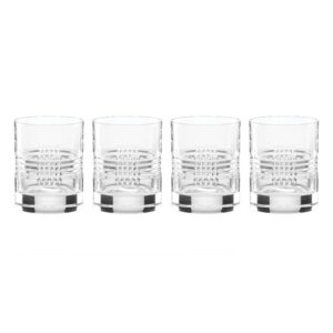 Crosshatch Crystal Double Old Fashioned Glasses, Set of 4