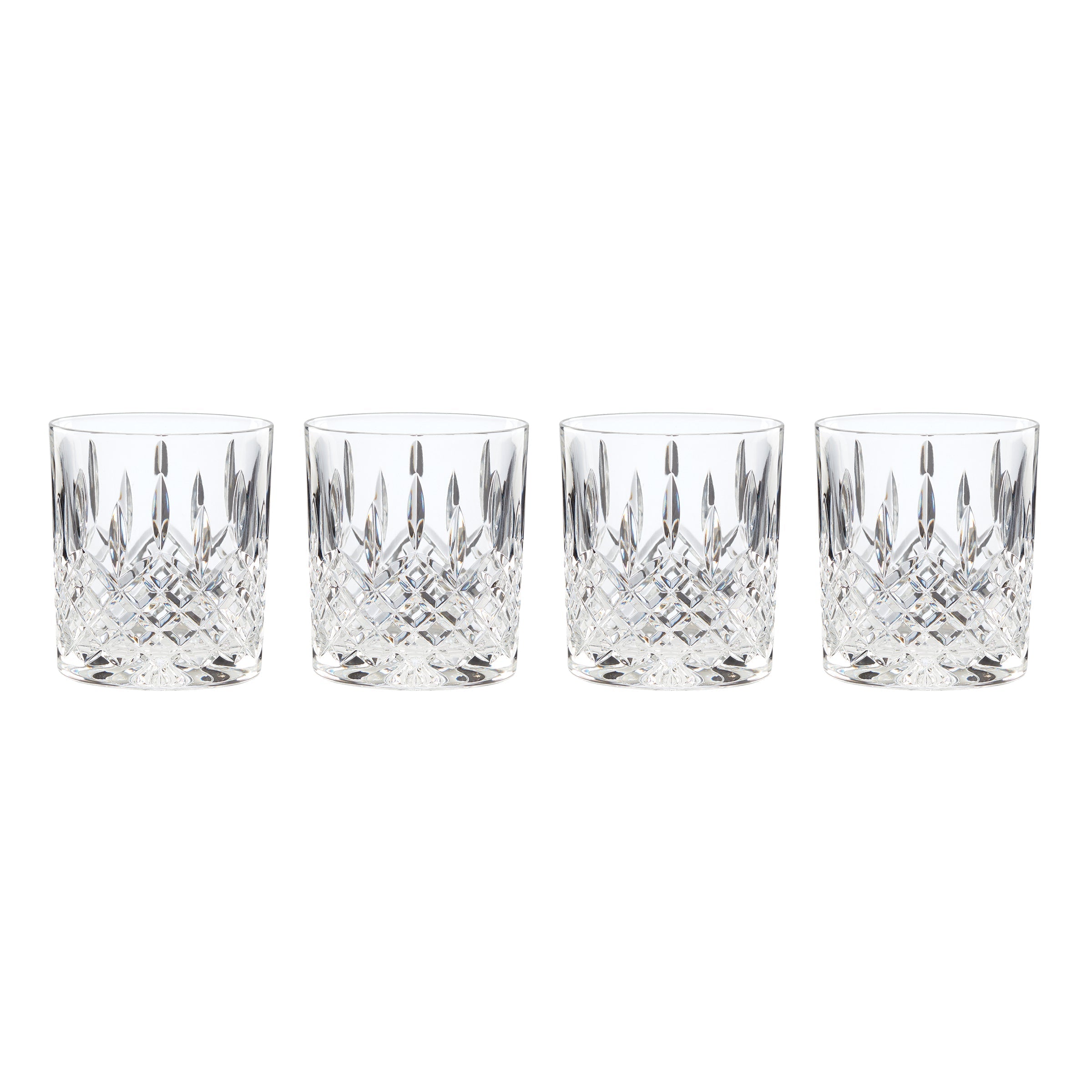 European Crystal Diamond-Cut Double Old Fashioned Glasses, Set of 4