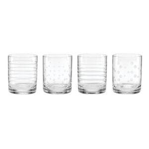 Etched Dot & Swirl Double Old Fashioned Glasses, Set of 4
