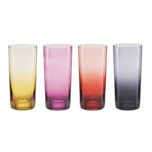 Ombre Jewel-Tone Highball Glasses, Set of 4