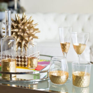 Gold Leaf Stemless Glass Set of 6