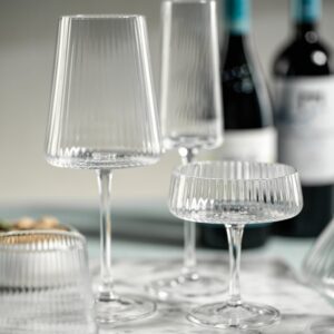 Fluted Textured Wine Glass Set of 4