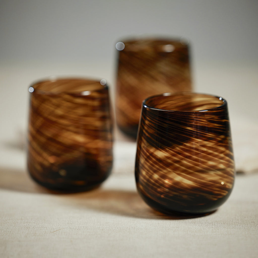 Stemless Spiral Tortoise Drinking Glasses Set of 6