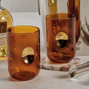 Desert Amber Gold Accent Glass Tumblers Set of 4