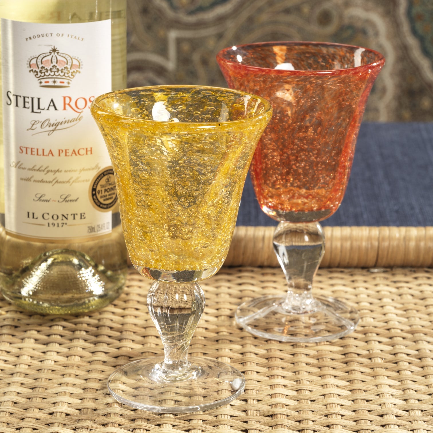 Yellow & Orange Colored Wine Glasses Set of 4 - Image 2