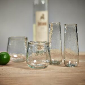 Hammered Stemless Drinking Glasses Set of 4