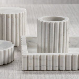 Fluted White Marble Bathroom Tumbler