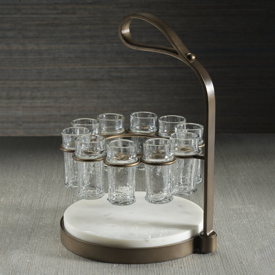 Ten Shot Tequila Set with Marble Board - Gold - Image 3