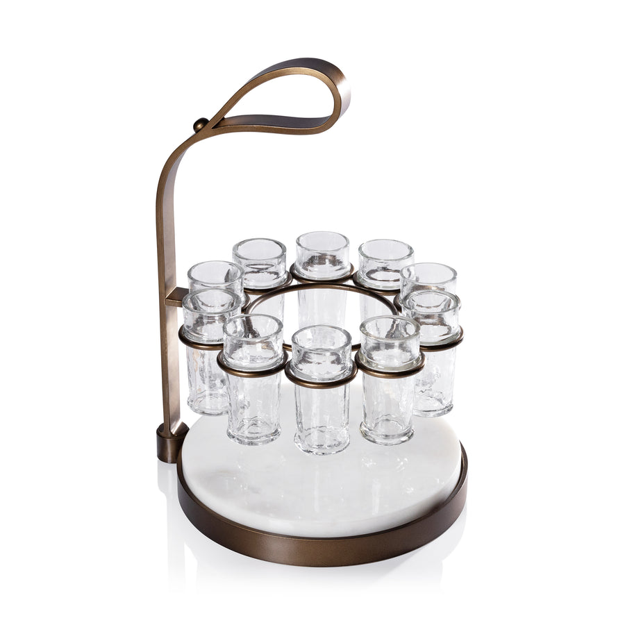 Ten Shot Tequila Set with Marble Board - Gold - Image 5