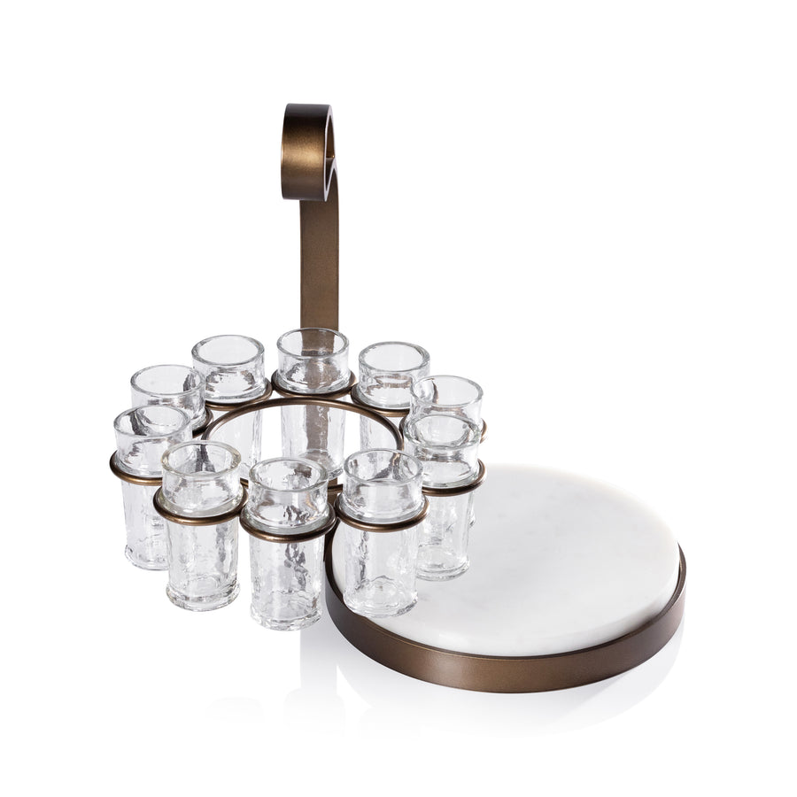 Ten Shot Tequila Set with Marble Board - Gold - Image 4
