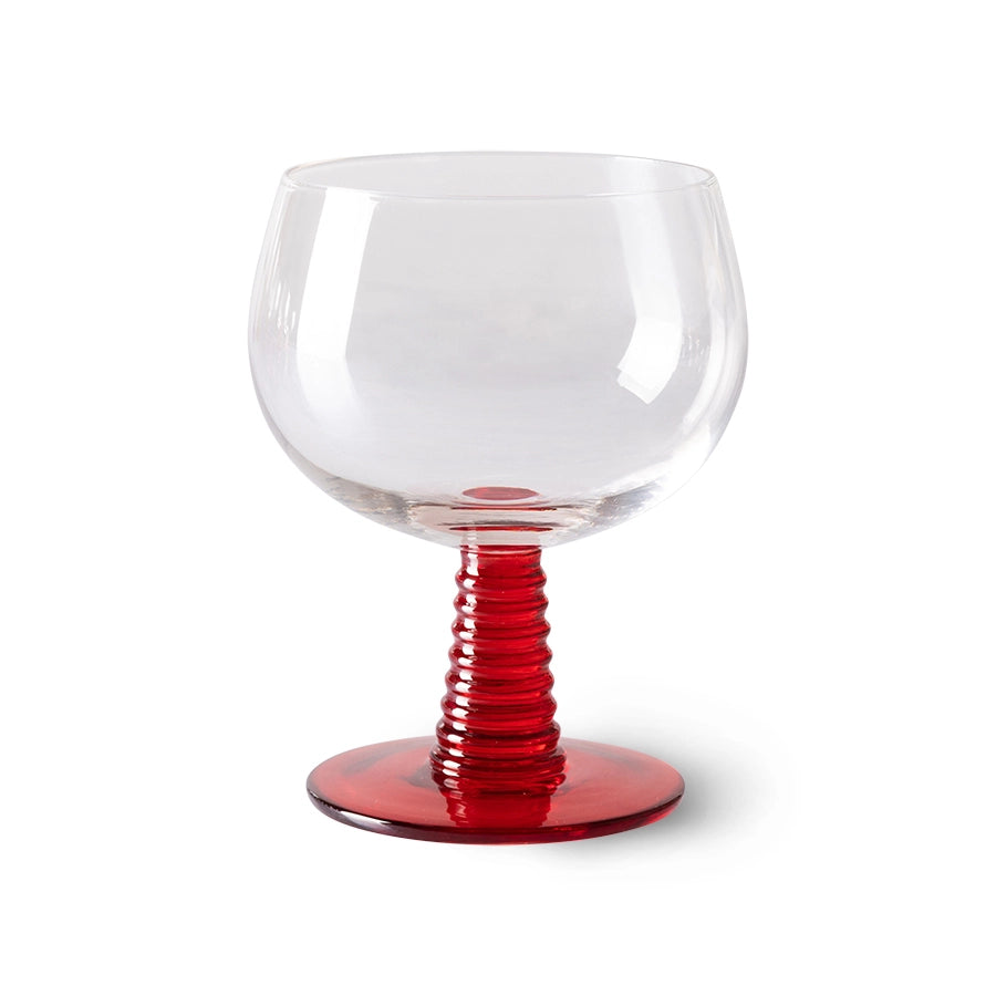 Red Low Stem Wine Glass