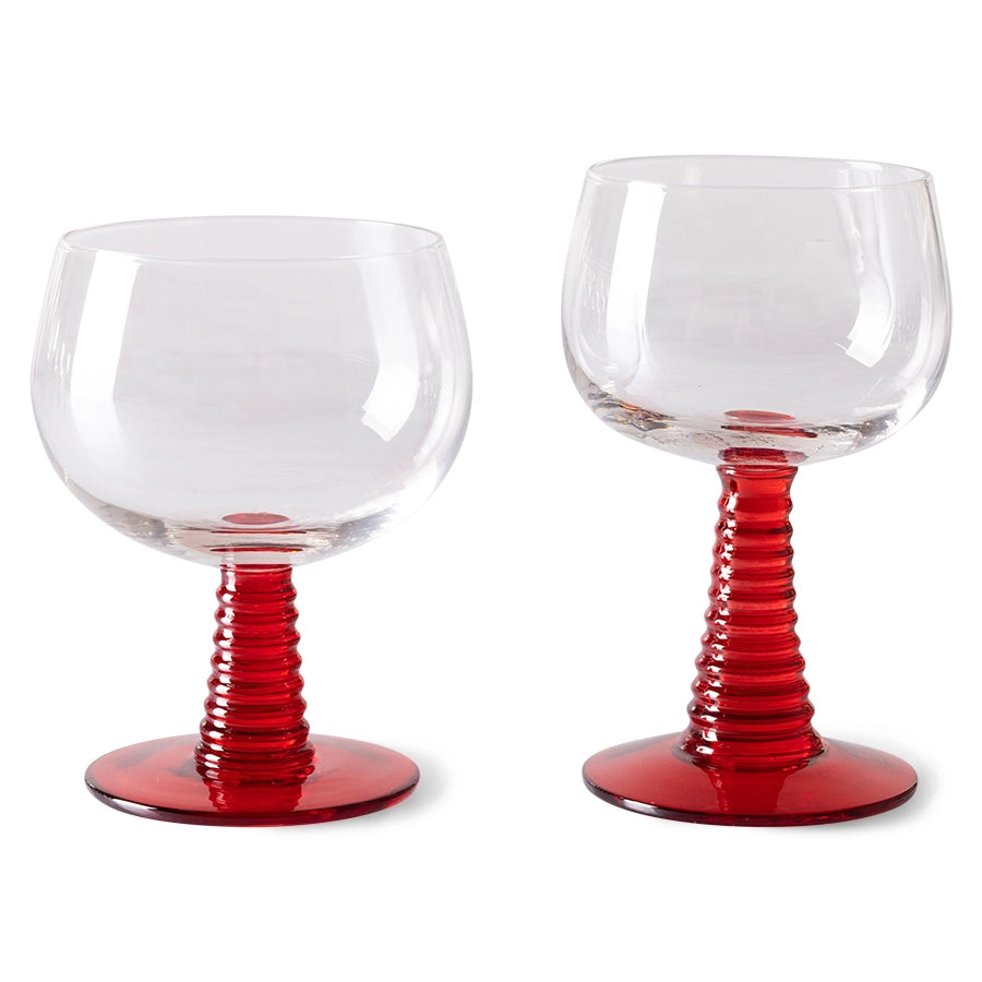 Red Low Stem Wine Glass - Image 5