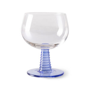 Blue Low Stem Wine Glass