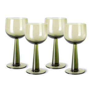 Tall Olive Green Wine Glasses - Set of 4