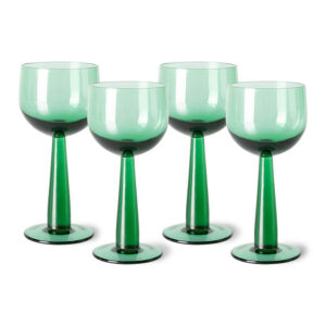 Tall Fern Green Wine Glasses - Set of 4